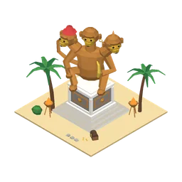 Three-Headed Monkey, a low-poly decor building from Erapolis