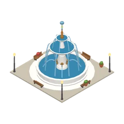 Plaza Fountain, a low-poly decor building from Erapolis