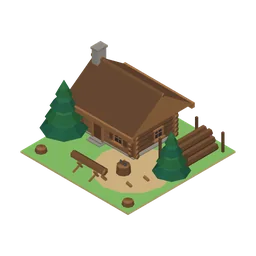 Woodcutter's Lodge, a low-poly industry building from Erapolis