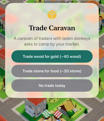 The Trade Caravan event card in the game.