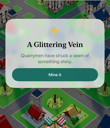 The A Glittering Vein event card in the game, with its choices