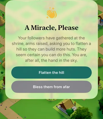 The A Miracle, Please event card in the game, with its choices